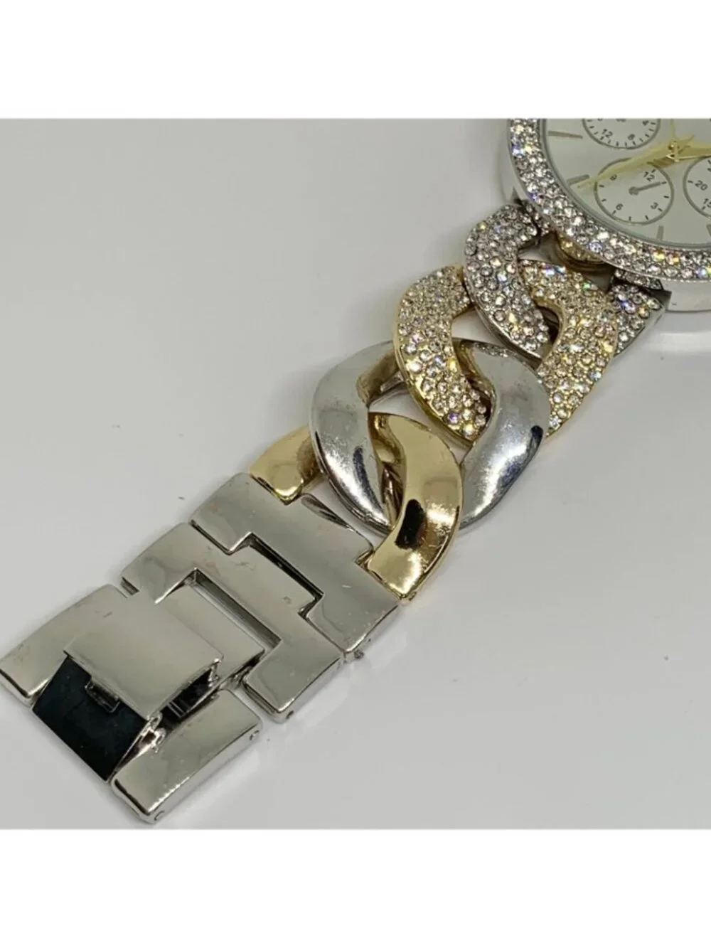 Kendall Kylie women’s watch gold silver tone 37mm rhinestones up to 6.5” running